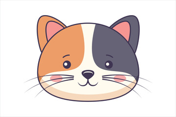 Cute Cat Flat Sticker Design