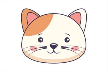 Cute Cat Flat Sticker Design