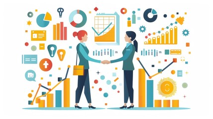 Obraz premium Business sales strategy, leveraging data-driven approaches, CRM tools, and targeted campaigns to drive revenue