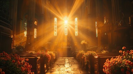 A divine light illuminating a sacred altar.