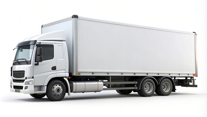 Blank white delivery truck with plain trailer