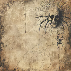Distressed Vintage Halloween-Themed Background with Copyspace, on craft paper with space for text