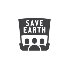 People holding save earth protest sign vector icon