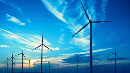 Wind turbine energy, close-up. Energy source from wind energy. Alternative electricity.