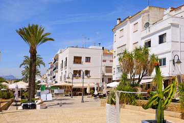 Fototapeta premium Moraira (Teulada-Moraira), Costa Blanca Spanien, Altstadt und Promenade El Portet/L'Ampolla