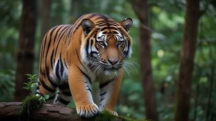 Fototapeta premium Wild Tiger Animals In Forest
