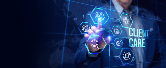 Customer Care Center. Client. Business, Technology, Internet and network concept.