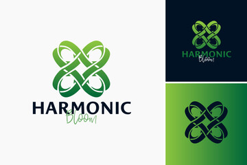 Harmonic Bloom Petals Logo: A graceful design featuring blooming petals, symbolizing beauty and harmony. Ideal for florists, botanical gardens, or beauty products.
