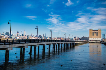 Panorama view of New York city skyline in Midtown Manhattan. USA NYC. American big city.