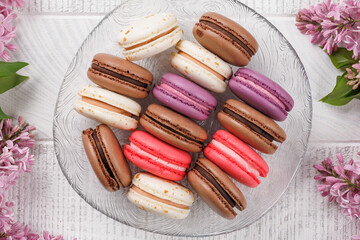 Colorful macaroons, arranged in a delightful display of vibrant hues