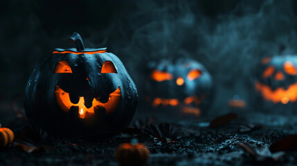 Bold Halloween Celebration, Colorful Pumpkin on Dark Background