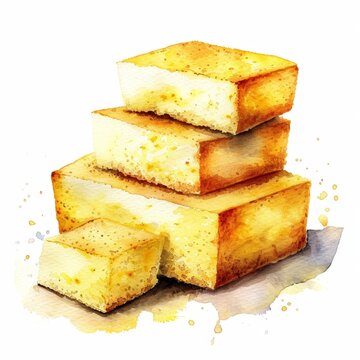 recommend clip art: Watercolor illustration of corn bread