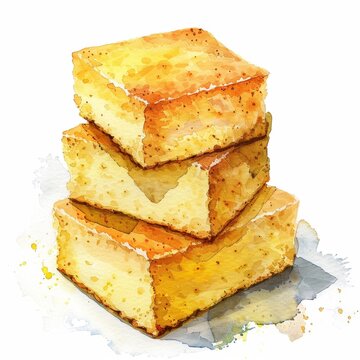 recommend clip art: Watercolor illustration of corn bread