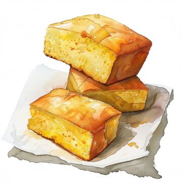 recommend clip art: Watercolor illustration of corn bread