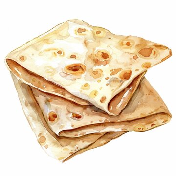 This watercolor clip art features Lefse, a traditional Norwegian flatbread.