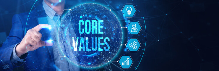 Business, Technology, Internet and network concept. Core values responsibility ethics goals company...