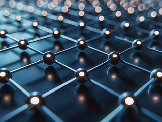 Unveiling Graphene Complexity, Intricate Molecular Grid and Hexagonal Geometric Forms - Close-Up View of Graphene Surface for Nanotechnology Exploration