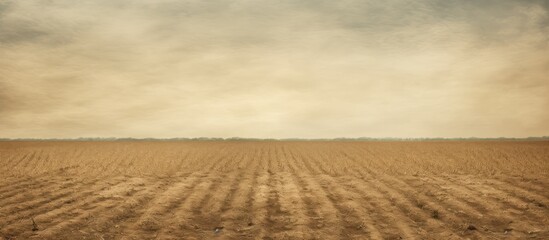 Naklejka premium Old fashioned picture of a plowed field with copy space image