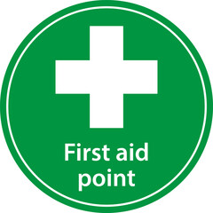 Fototapeta premium First aid post box point green sign