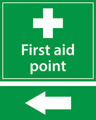 First aid post box point green sign