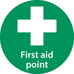 Obraz premium First aid post box point green sign