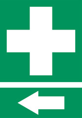 First aid post box point green sign