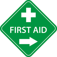 Obraz premium First aid post box point green sign