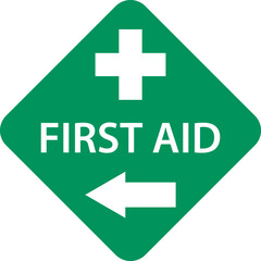 First aid post box point green sign