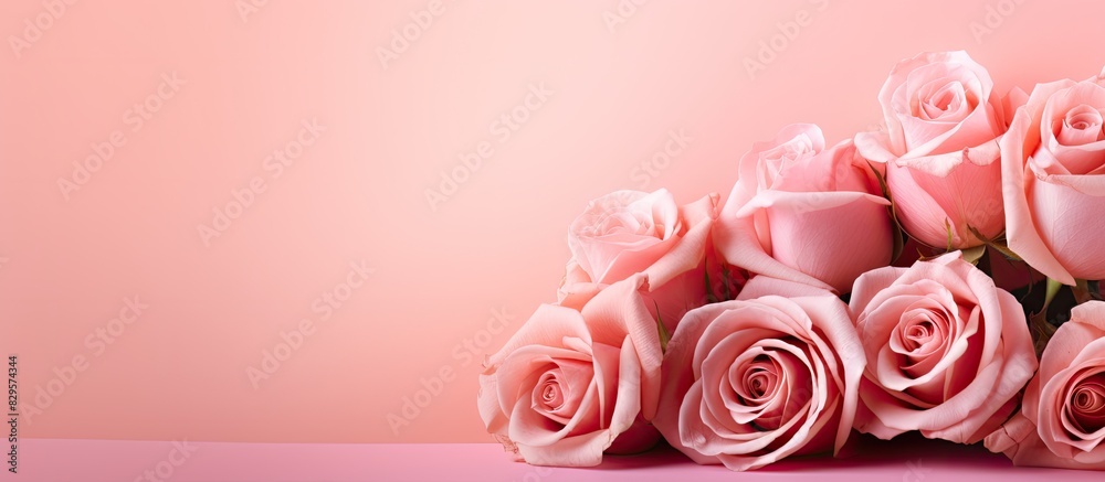Canvas Prints a delightful arrangement of roses on a pink background perfect for a copy space image
