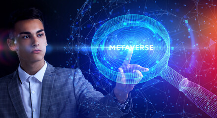 Metaverse virtual world, metaverse digital world intelligent futuristic interface technology.