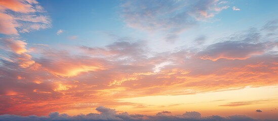 A sunset at the airport features cirrocumulus clouds with a striking appearance resembling fire providing an ideal backdrop for a copy space image