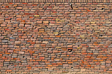 Purposely irregular brick facade on a modern apartment building in Nijmegen, The Netherlands
