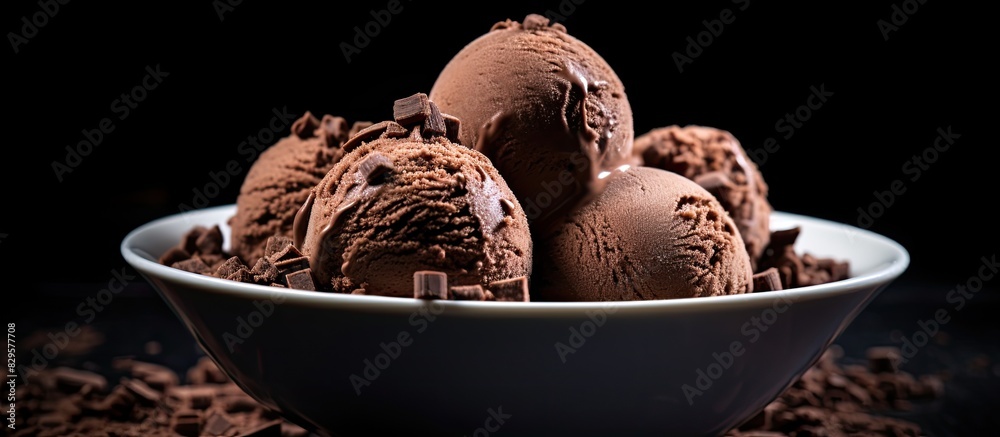 Canvas Prints Chocolate coffee ice cream balls in a bowl with a dark background perfect for a copy space image