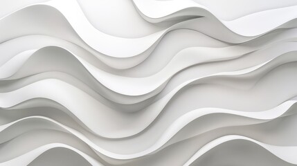 Minimalist wave shapes in white seamlessly integrate with a clean background, highlighting fluidity and simplicity