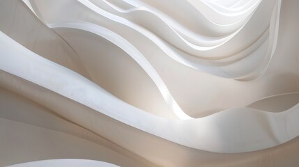 White wave-like forms merge effortlessly with a clean, pristine backdrop, embodying minimalist aesthetics.