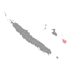 Mare Island map, administrative division of New Caledonia. Vector illustration.