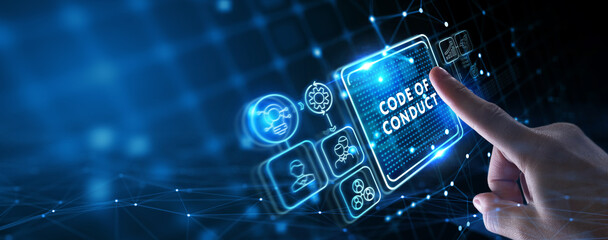 Business, Technology, Internet and network concept. Virtual screen of the future: Code of conduct.