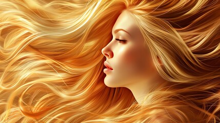 A portrait of a beautiful woman with long wavy blonde hair.