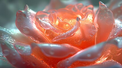 Beautiful shimmering rose at night, shimmering flowers. Crystal flowers.