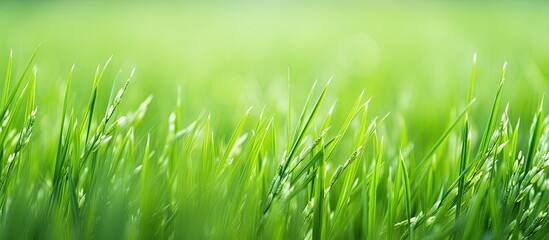 Close up view of a stunning organic green paddy field with copy space image