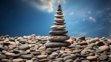 Tower made of stones symbolize inner balance and serenity