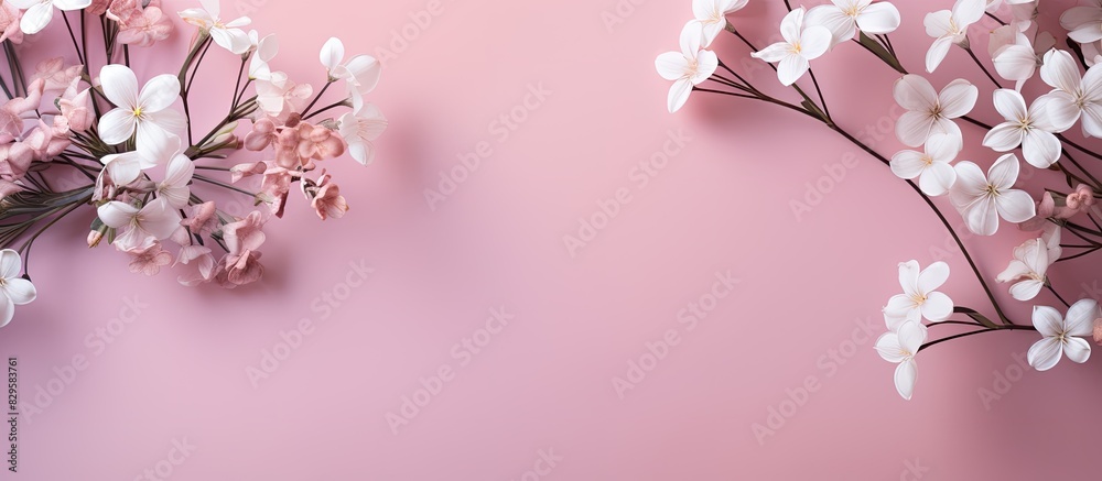 Canvas Prints flowers on a soft pastel pink backdrop with copy space image available