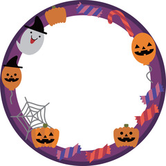 ハロウィンのイラストの円形フレーム素材