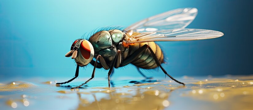 Macro view of a Phaonia angelicae fly with copy space image