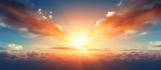 Fototapeta premium The sun is setting in the sky providing a beautiful backdrop for a copy space image