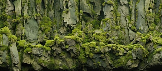 A composite image displaying various sections of a moss covered rocky ravine in the highlands of Iguaque situated in the heart of the Colombian Andes with copy space image