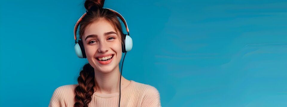 Joyful Young Call Center Representative Excels in Vibrant Office Environment