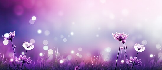 Fototapeta premium Nature themed background with purple bokeh elements and copy space image