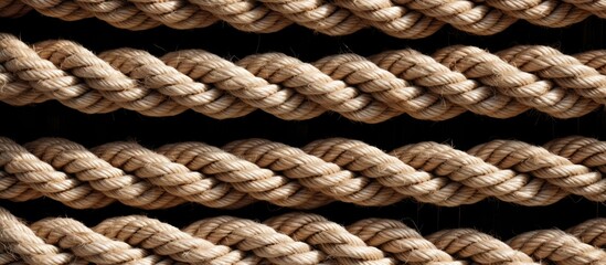 Fototapeta premium Hemp rope is commonly used for securing boats and yachts. Copy space image. Place for adding text and design