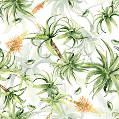 aloe vera seamless pattern